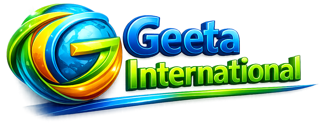 Geeta International 3D logo design